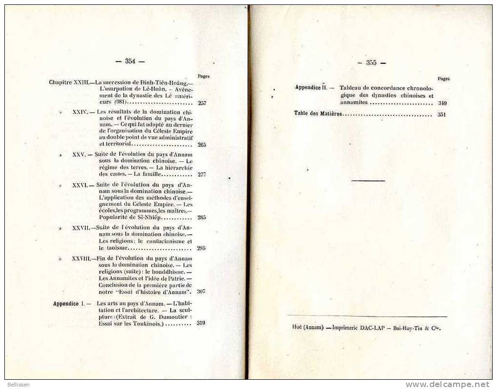 RARE ! Essai D´Histoire D´Annam (Antiquité Et Haut Moyen-âge), Par Charles PATRIS,  1923 Cochinchine,Indochine, Vietnam - 1801-1900