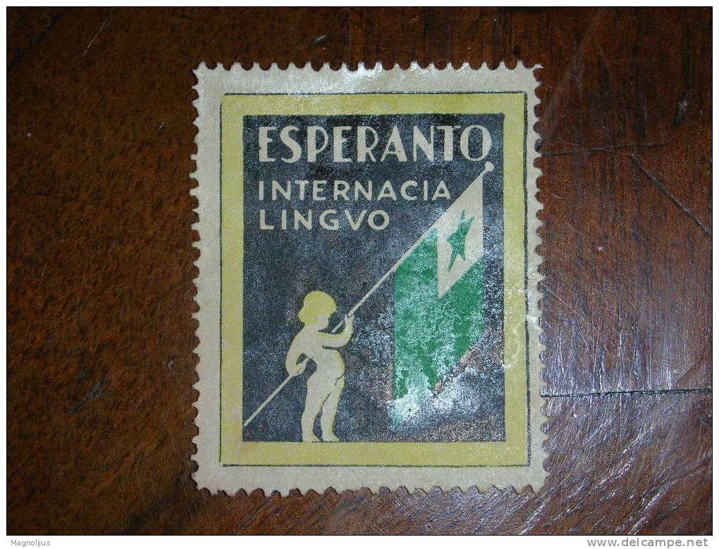 Esperanto,Internacia Lingvo,Vignette,Stamp,Label,Flag,vintage - Esperanto