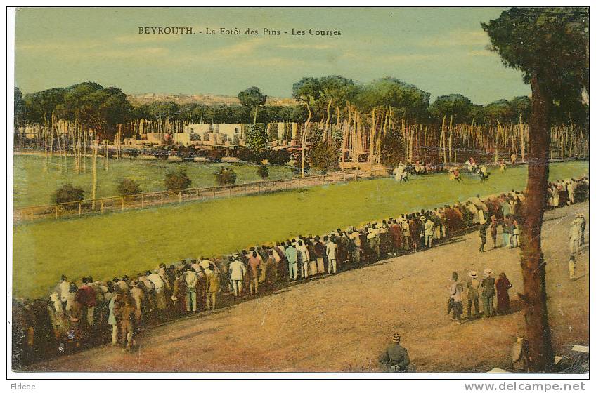 Beyrouth  La Foret Des Pins Les Courses Edit Au Bon Marché Du Liban Ecrite 1929 Sans Timbre - Liban