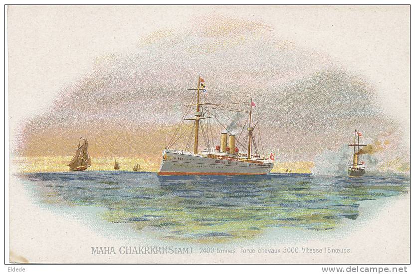 Maha Chakrkri Siam War Ship Bateau De Guerre Dos Non Carte Postale - Thaïlande