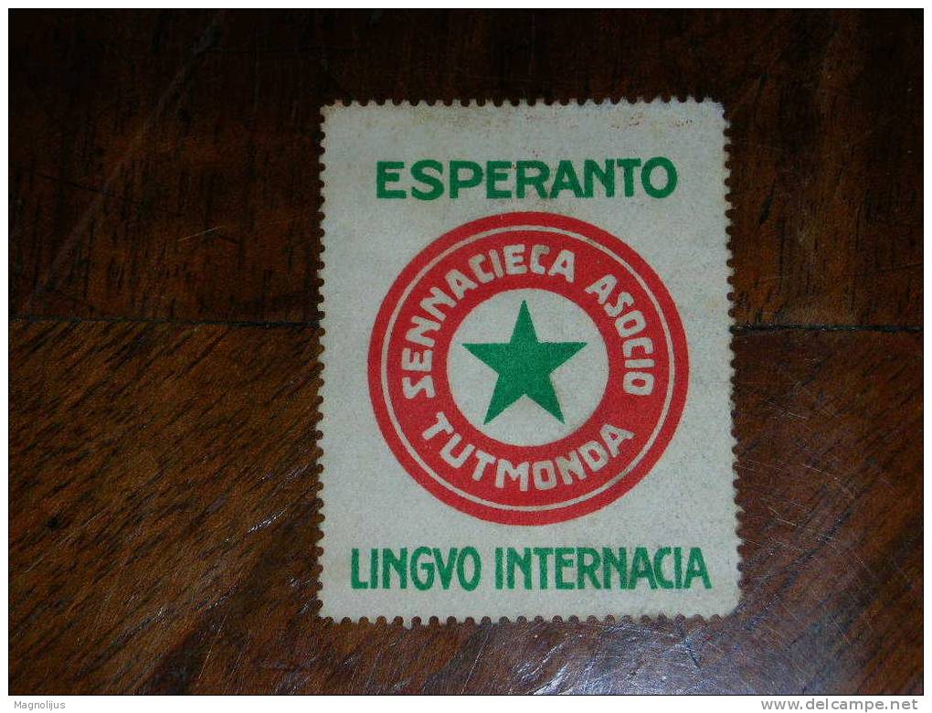 Esperanto,Internacia Lingvo,Vignette,Stamp,Label,Sennacieca Asocio Tutmonda,vintage - Esperanto