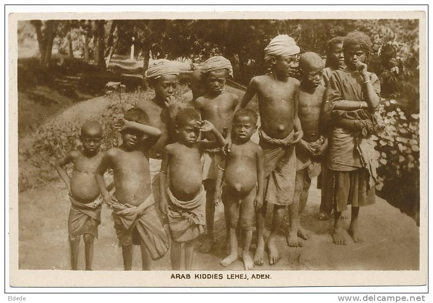 Yemen Aden Arab Kiddies Lehej , Groupe Enfants Nus Carte Photo - Yémen