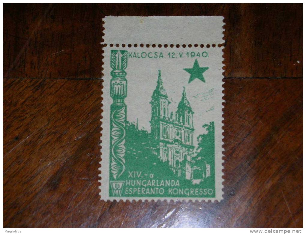 Esperanto,Internacia Lingvo,Vignette,Stamp,Label,Hungarlanda Kongresso,Kalocsa Hungary Congress,vintage - Esperanto