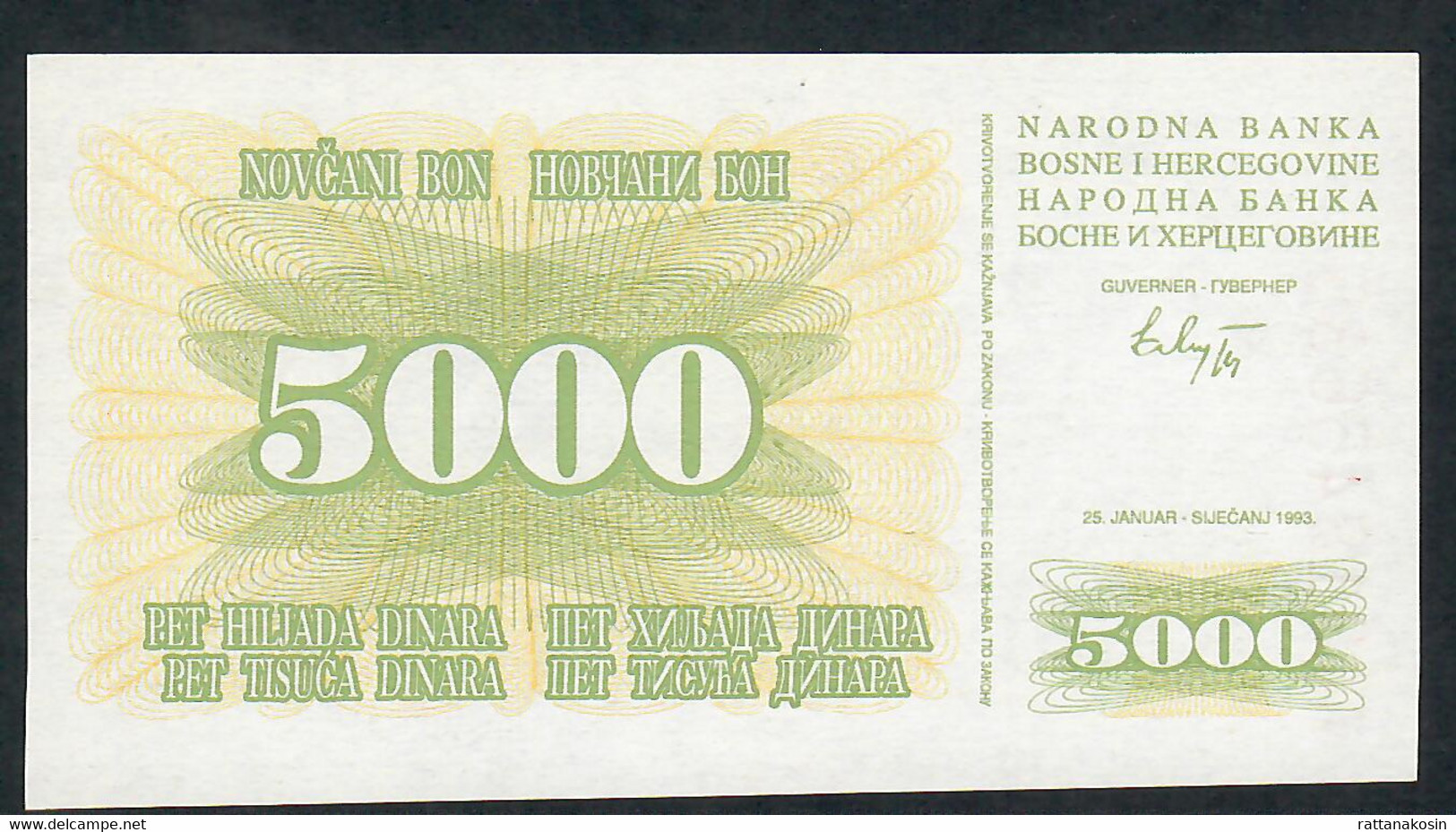 BOSNIA  HERZEGOVINA P16a  5000  DINARA  1993 #AC     UNC. - Bosnia And Herzegovina