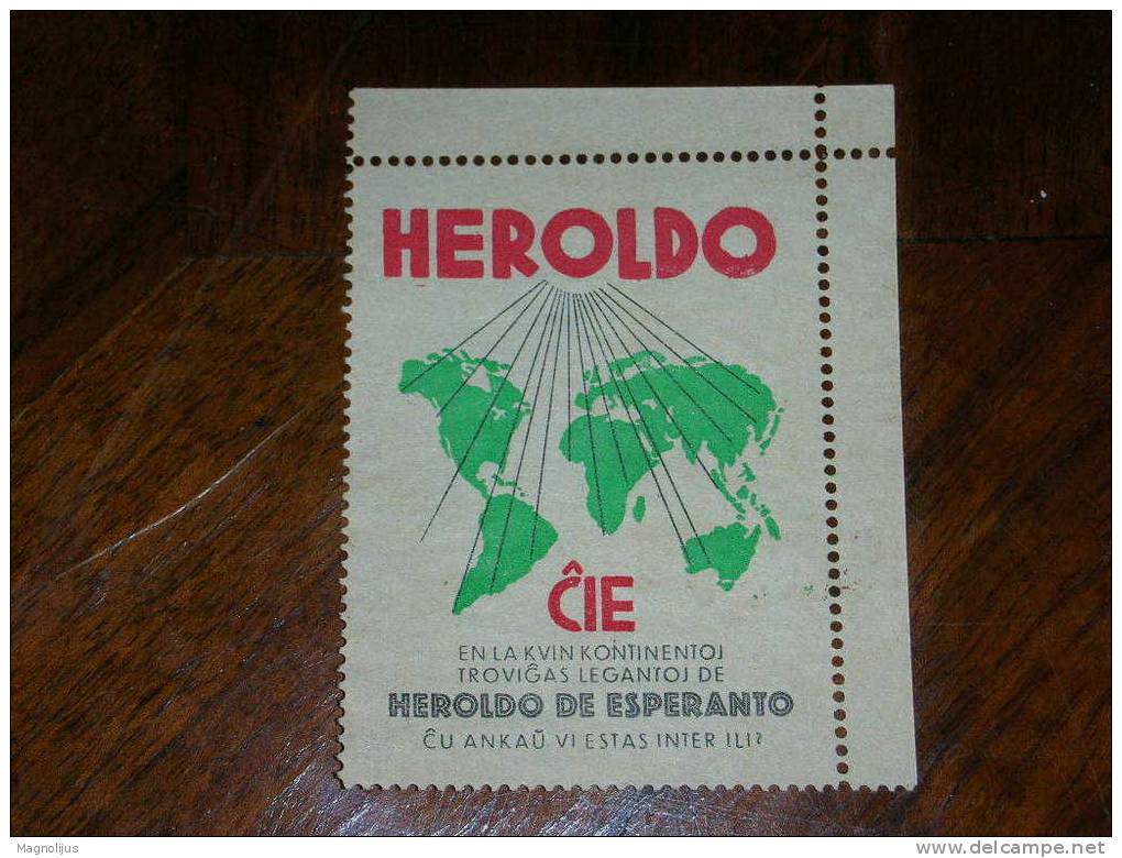 Esperanto,Internacia Lingvo,Vignette,Stamp,Label,Heroldo CIE,vintage - Esperanto