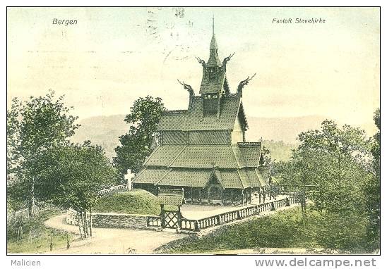 Norvege- Norge  - Ref 203- Bergen - Fantoft Staverkirke   - Carte Bon Etat - - Norvège