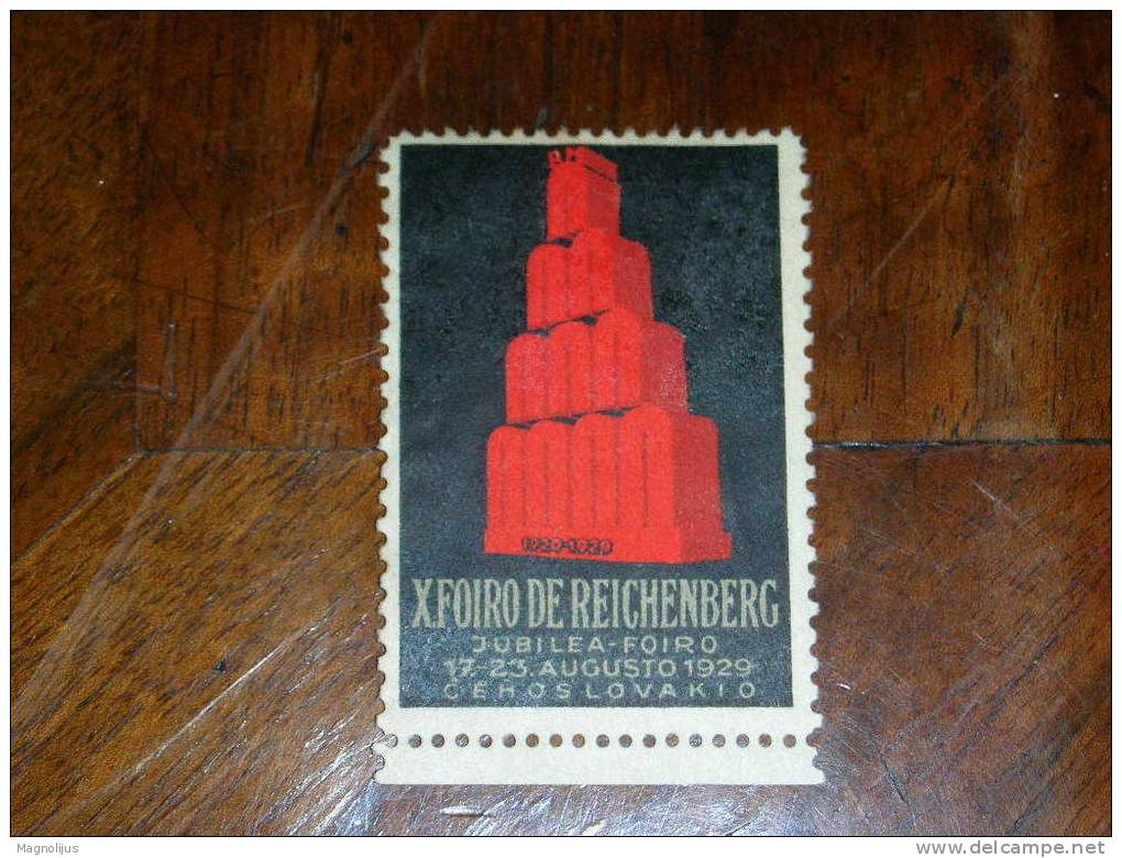 Esperanto,Foire,Messe,Fair,Reichenberg,Czech  Republic,Ceskoslovensko,Vignette,Stamp,Label,vintage - Esperanto