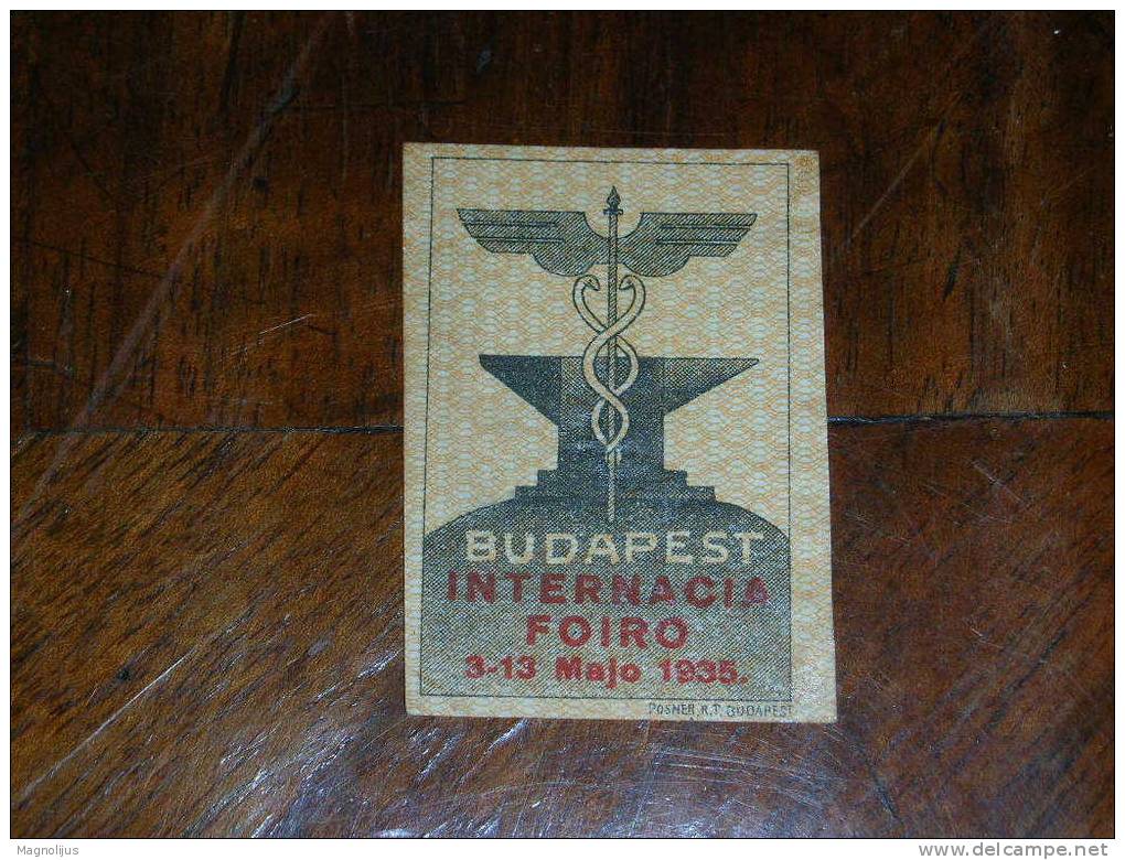 Esperanto,Foire,Messe,Hungary,Fair,Budapest,Vignette,Stamp,Label,vintage - Esperanto