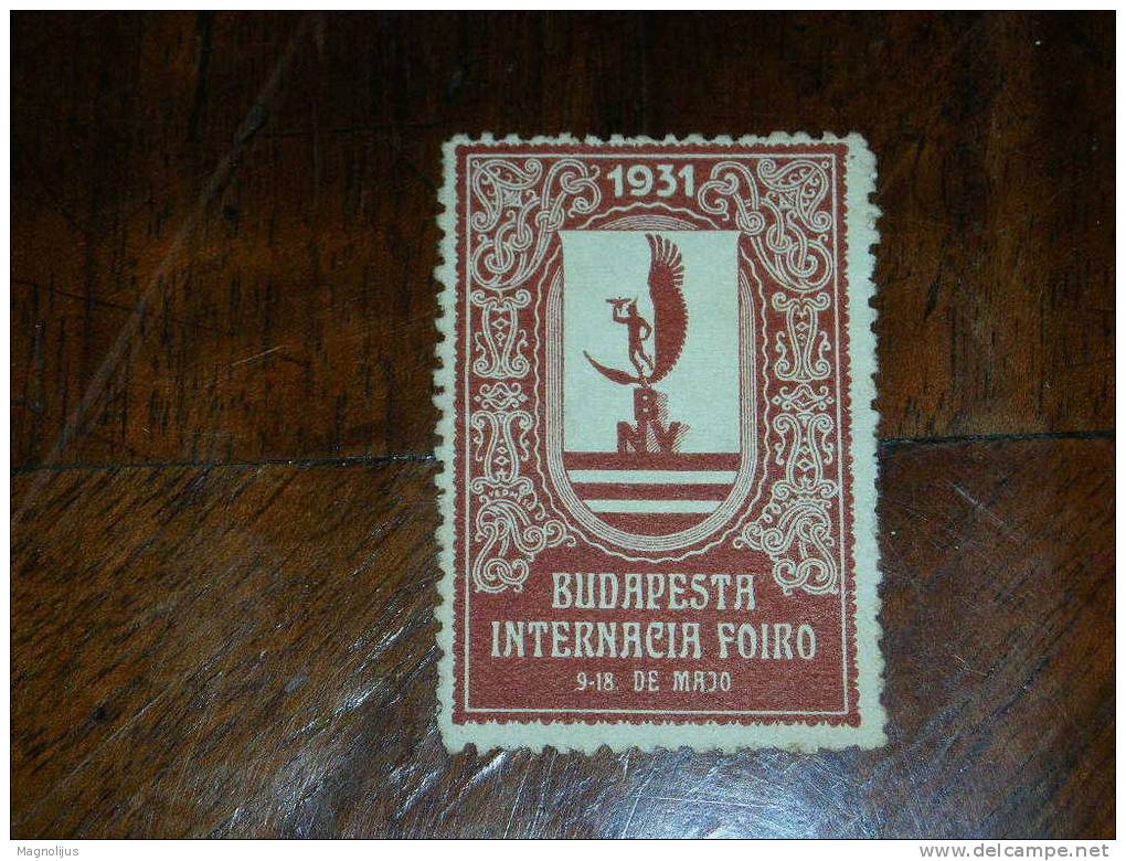 Esperanto,Foire,Messe,Hungary,Fair,Budapest,Vignette,Stamp,Label,vintage - Esperanto