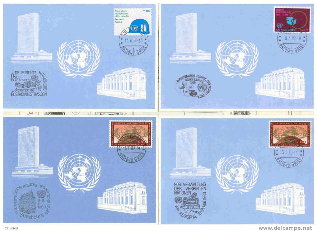 UN GENF / GENEVA / GENÈVE: 12 Blaue Karten / Blue Cards / Cartes Bleues 1979-1980 - Autres & Non Classés
