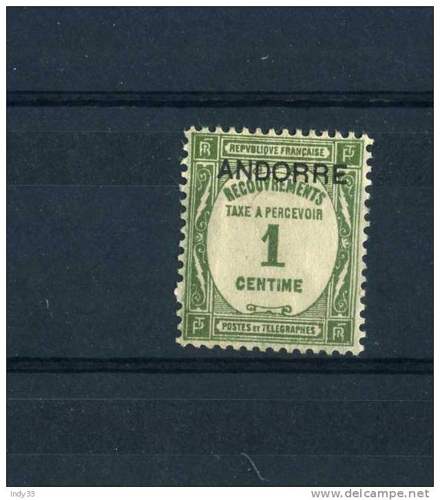 - ANDORRE FRANCAIS  . RECOUVREMENT FRANCAIS DE 1927 SURCHARGE 1931 - Unused Stamps