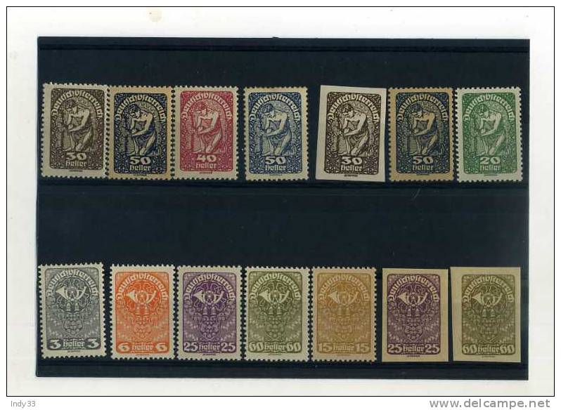 - AUTRICHE 1918/45 . SUITE DE TIMBRES D´AUTRICHE 1919 DENTELES ET NON DENTELES - Ungebraucht