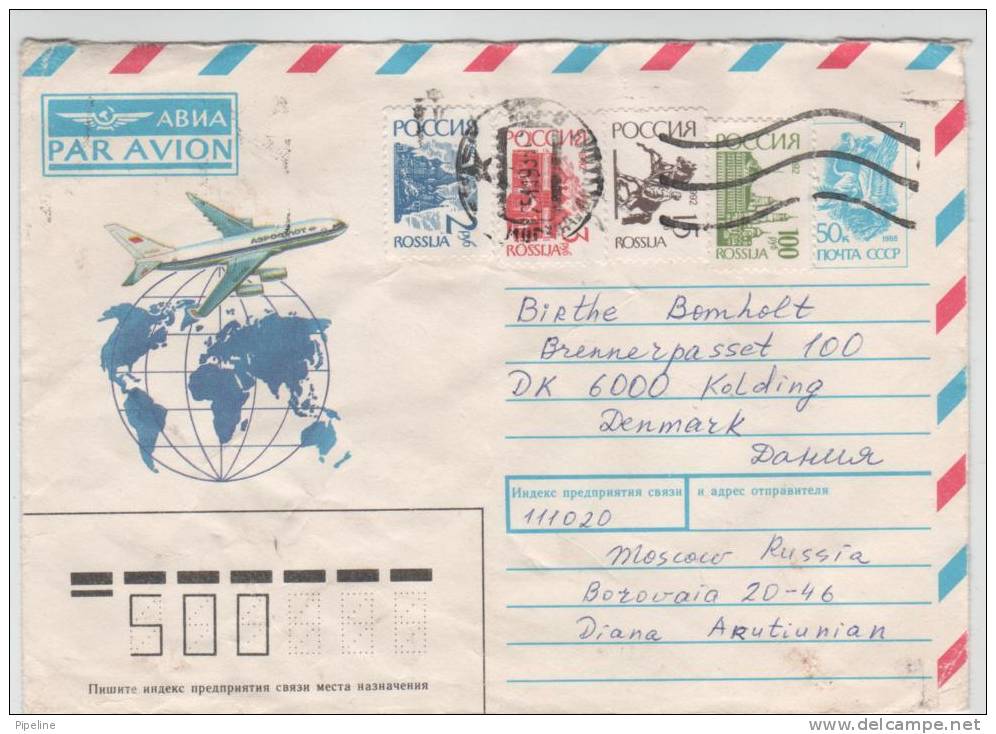 Russia Postal Stationery Uprated And Sent To Denmark 25-11-1993 - Ganzsachen