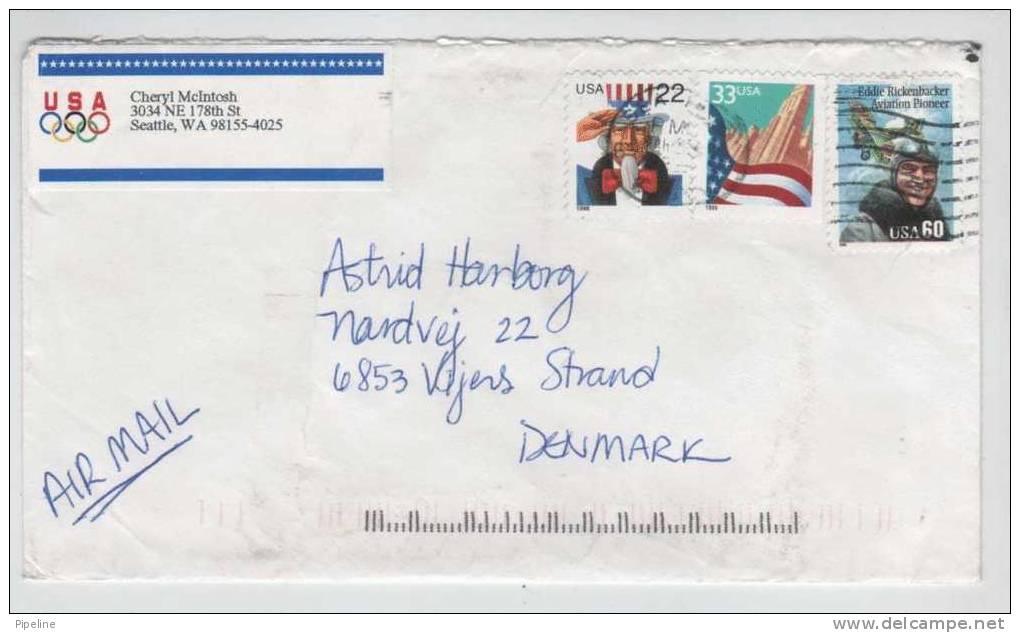 USA Cover Sent Air Mail  To Denmark - Covers & Documents