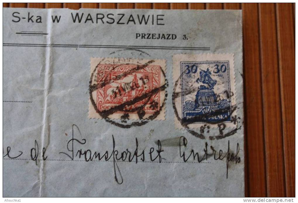 1926 LETTRE DE SCHENKER I S-KA  WARSZAWIE  PREJAZD POLOGNE MARCOPOLSKA POUR LYON MARCOPHILIE - Cartas & Documentos