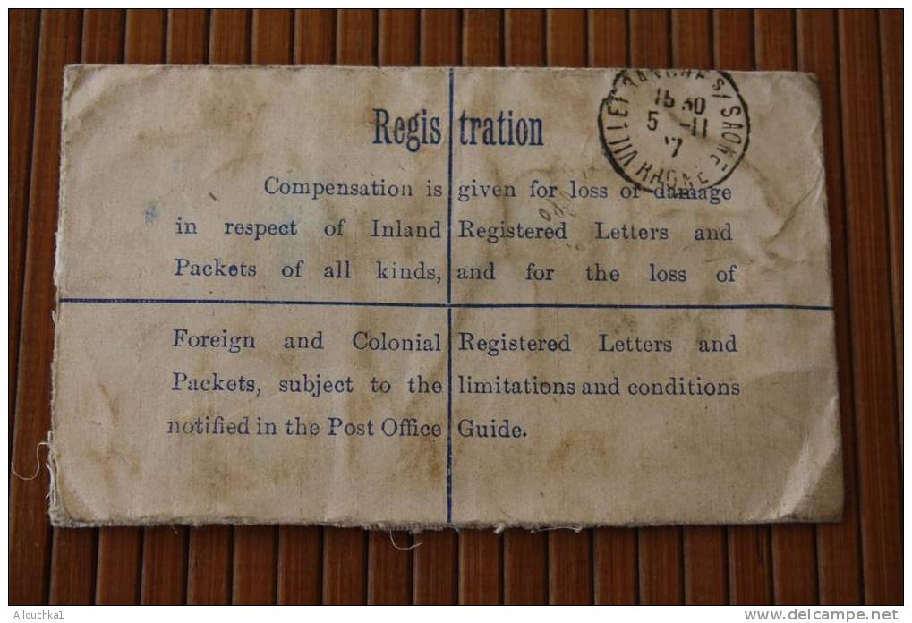 2-11-1927 ENTIER POSTAL ENTIER POSTAUX + TIMBRES RAJOUTES REGISTRED LETTER  HAMPSTEAD  POUR  VILLEFRANCHE  MARCOPHILIE - Stamped Stationery, Airletters & Aerogrammes