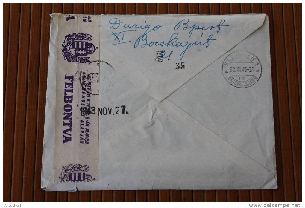 1943 GUERRE LETTER LETTRE RECOMMANDE DE BUDAPEST HONGRIE UNGARN -CENSURE CENSOR FELBONTVA P/ LEINSELBUHL BRIEFAUSGABE - Marcophilie