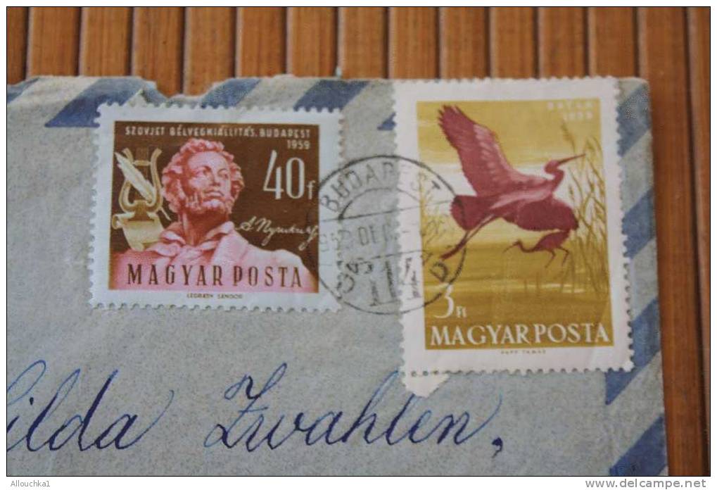 1950 LETTER LETTRE AVION AIR MAIL RECOMANDE BUDAPEST HONGRIE UNGARN P/ ZURICH SUISSE MARCOPHILIE TIMB OISEAU HARPE - Storia Postale