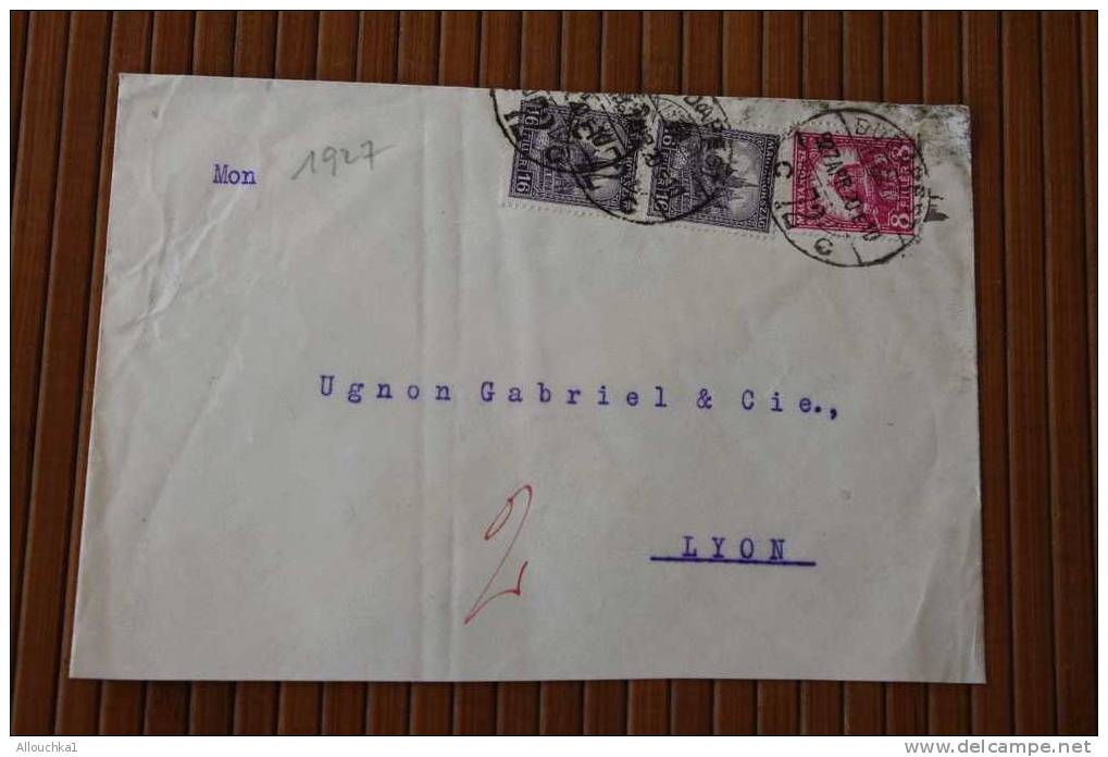 1927 LETTER LETTRE AVION AIR MAIL BUDAPEST HONGRIE UNGARN P/ LYON FRANCE  MARCOPHILIE - Poststempel (Marcophilie)