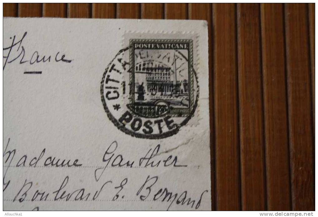 1934 LETTRE  CITA DEL VATICAN S/ CPA CARD ROMA ARCO DI COSTANTINO E COLOSSEO   P/ VILLEFRANCHE S/ SAONE MARCOPHILIA OMEC - Briefe U. Dokumente