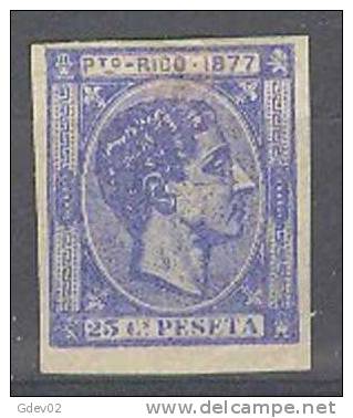 PR16S-L1024TV.VARIEDAD BORDE DE HOJA.Alfonso Xll.PUERTO RICO.1877.(Ed16s *)con Charnela.Borde De Hoja.CV 110 EUROS - Errors & Oddities