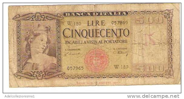 1762)splendida Banconota Da 500 Lire Italia Serie Speciale W180 Del 1948 Vedi Foto - 500 Lire