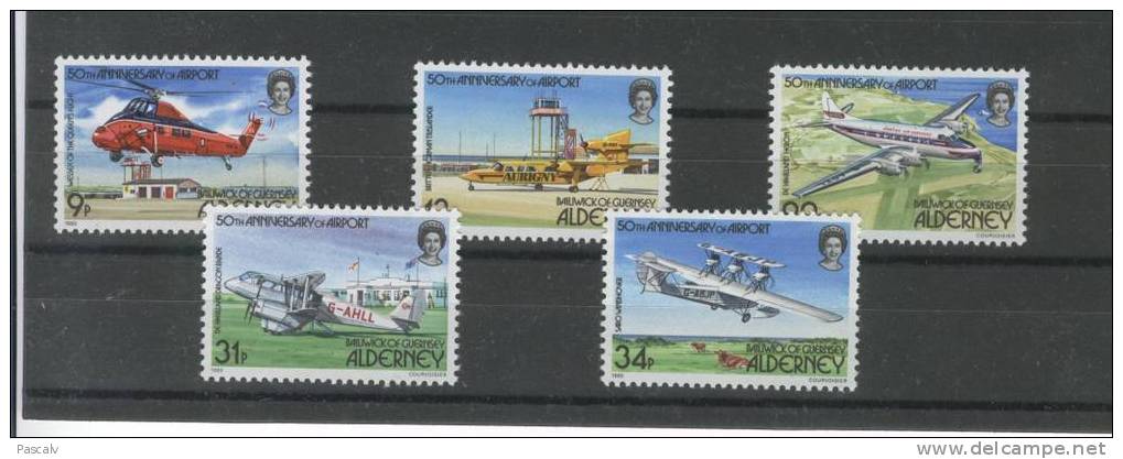 Yvert 18 / 22 ** Neuf Sans Charnière MNH Aéroport Hélicoptère Avions - Alderney