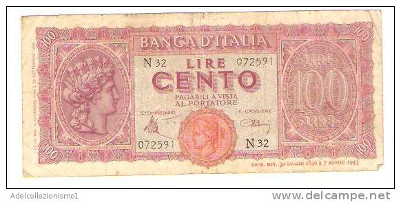 1774)splendida Banconota Da 100 Lireitalia Turrita Del 10-12-1944 Vedi Foto - 100 Liras