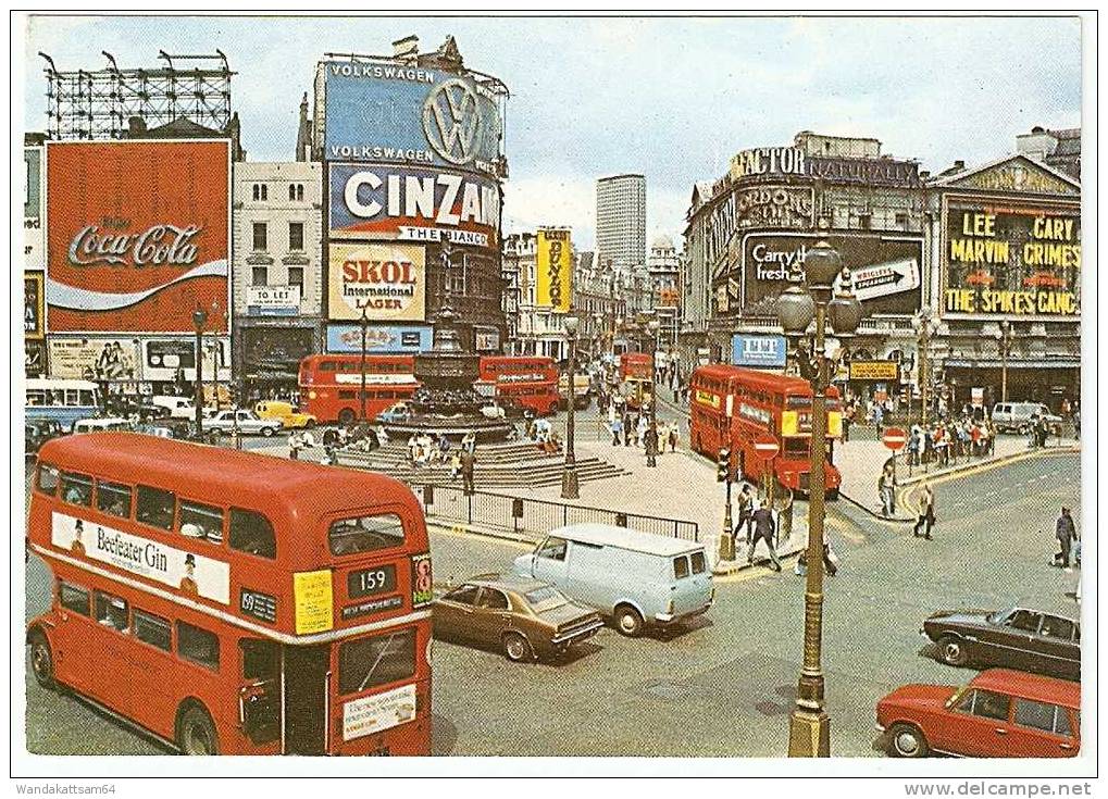 AK 22149 LONDON Piccadilly Circus COCA-COLA Doppeldecker CINZANO VW Transporter BY Air Mail Par Avion Nach Lübeck - Piccadilly Circus