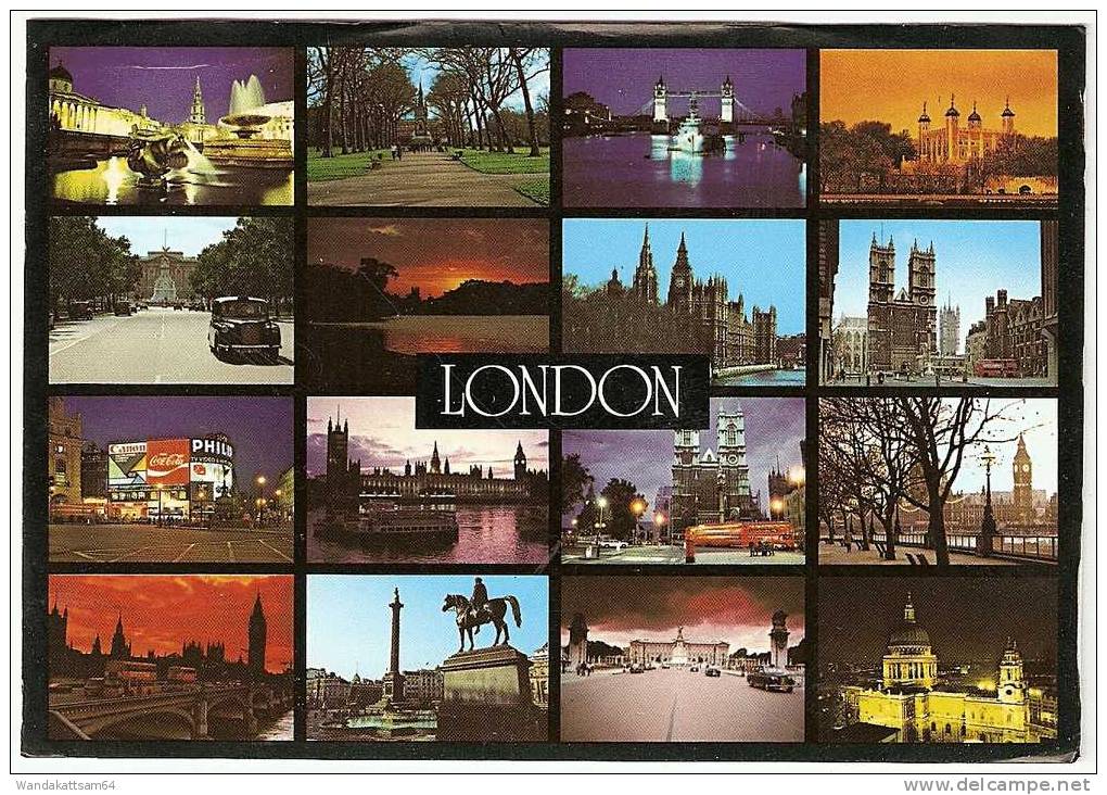 AK 27 LONDON Mehrbild 16 Bilder COCA-COLA PHILIPS CANON TOWER BRIDGE Piccadilly Circus 1991 GREAT BRITAIN Nach Andernach - Piccadilly Circus