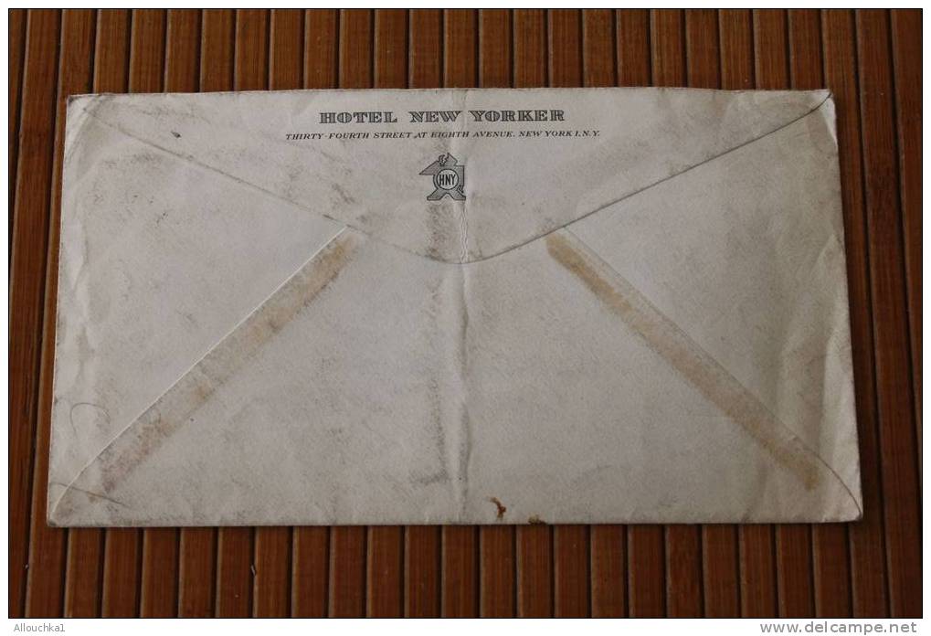 1947 LETTER AIR MAIL AVION:NEW YORK  ETATS UNIS AMERIQUE USA P/ROANNE 42  OMEC BALLON DE RUGBY N° GPO - Cartas & Documentos