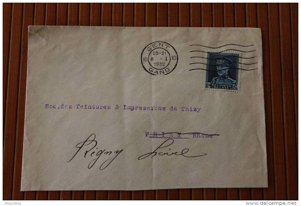 1932 LETTER ENVELOPPE DE GENT GAND BELGIQUE POUR REGNY LOIRE MARCOPHILIE OMEC - Briefe U. Dokumente