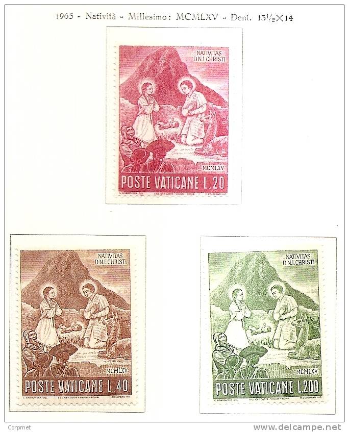 CITTA DEL VATICANO - 1965 Christmas - Yvert # 438/440 - MINT (NH) - Unused Stamps