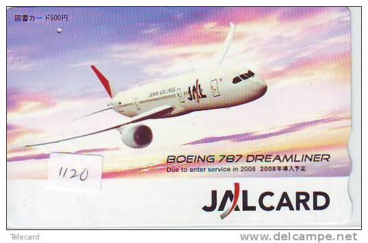 TELECARTE JAPON AVION (1120) JAL * BOEING 787 *  TELEFONKARTE JAPAN  FLUGZEUG * AIRPLANE * PHONECARD * VLIEGTUIG - Vliegtuigen