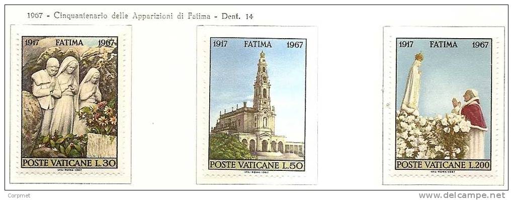 CITTA DEL VATICANO - 1967 Apparizione Di Fatima - Yvert # 473/475 - MINT (NH) - Neufs