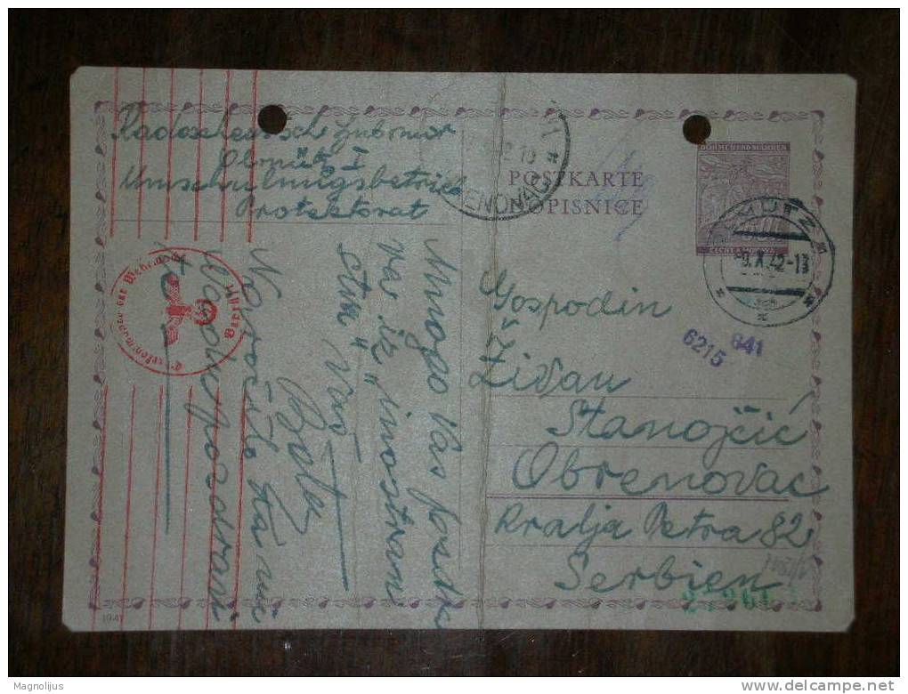R!R!Nazi Germany Occupation Of Ceskoslovakia,Bohmen Und Mahren,Stationery Postcard,Censored Swastica Adler,Gepruft Stamp - Lettres & Documents