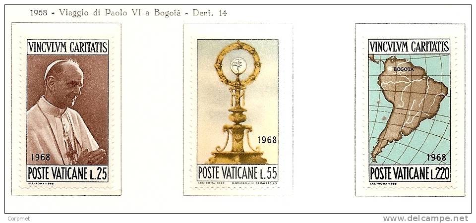 CITTA DEL VATICANO - 1968 Paolo VI A Bogota - Yvert # 479/481 - MINT (NH) - Unused Stamps
