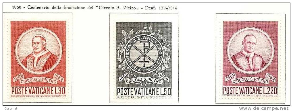 CITTA DEL VATICANO - 1969 Circolo S. Pietro - Yvert # 494/496 - MINT (NH) - Unused Stamps