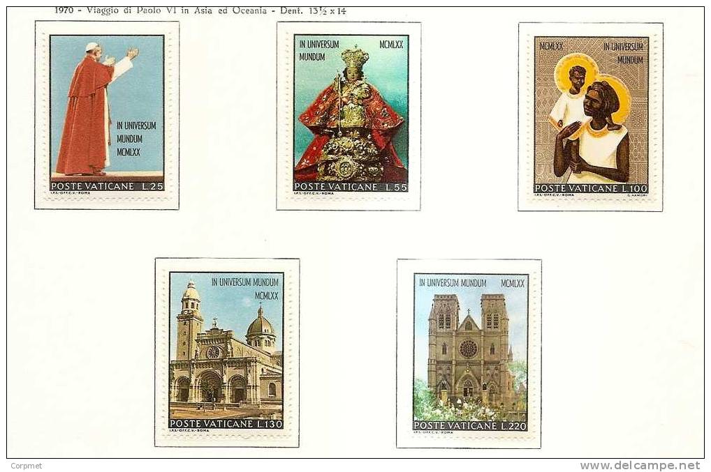 CITTA DEL VATICANO - 1970 PAOLO VI In Asia Ed Oceania - Yvert # 513/517 - MINT (NH) - Unused Stamps