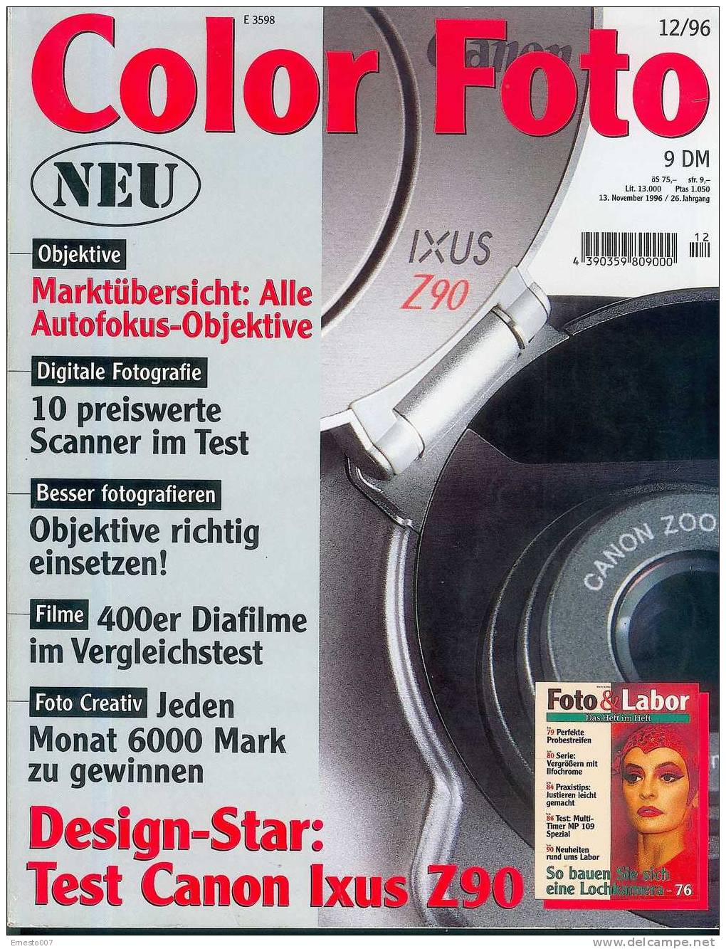 Zeitschrift "Color Foto" - Ausgabe 12/96 - Films & TV