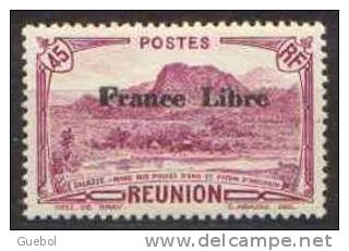 Réunion - N° 193 * Vue -> Salazie, Mare Aux Poules D'eau Et Piton D'Auchain - 45 C Lilas, Surchargé France Libre - Unused Stamps