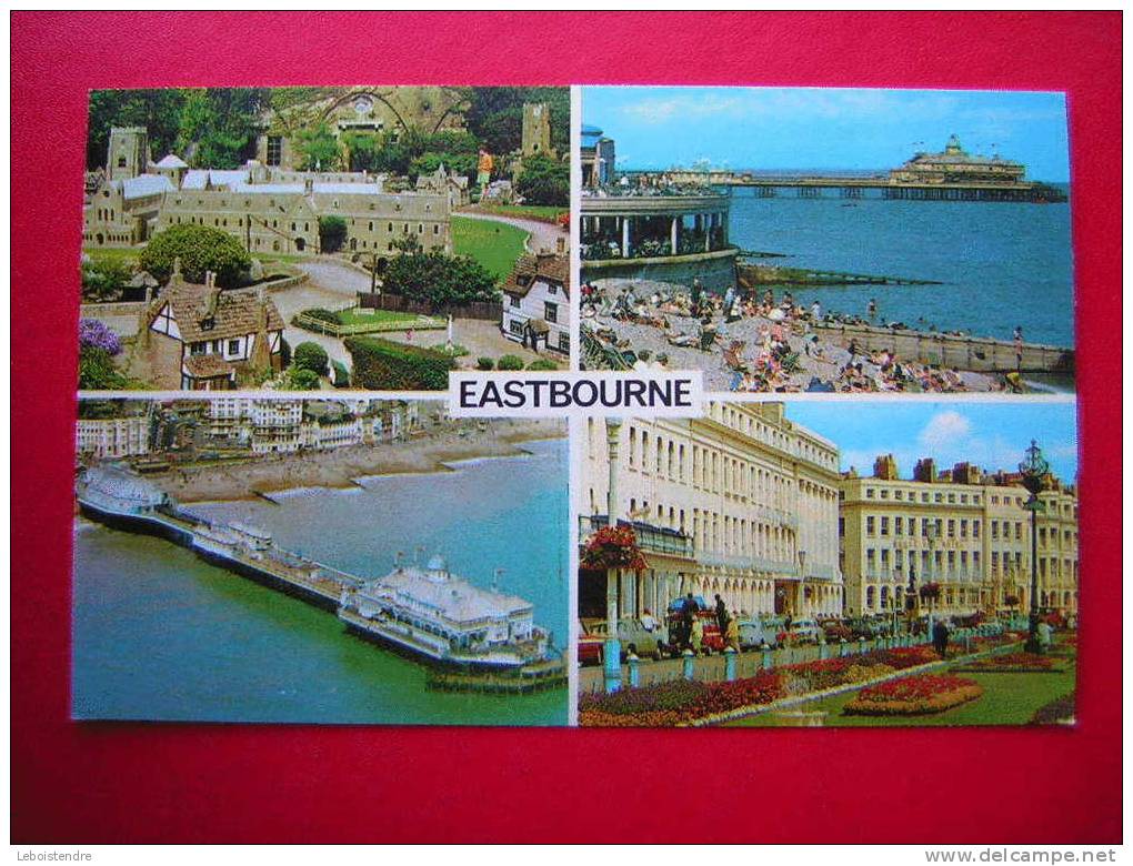 CPM-ANGLETERRE-EASTBOURNE   -MULTI-VUES -MINIATURE VILLAGE-THE PIER-CARPET GARDENS -BANDSTAND AND PIER  -NON VOYAGEE - Eastbourne