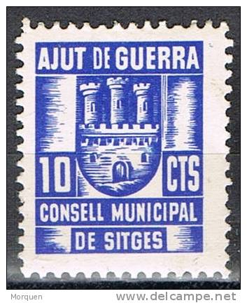 Ajut De Guerra 10 Cts, SITGES (Barcelona) , Num 3. Guerra Civil ** - Viñetas De La Guerra Civil