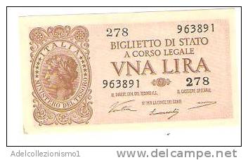 1780)splendida Banconota Da 1 Lira  Italia Laureata1943 FDC Vedi Foto - Italië – 1 Lira