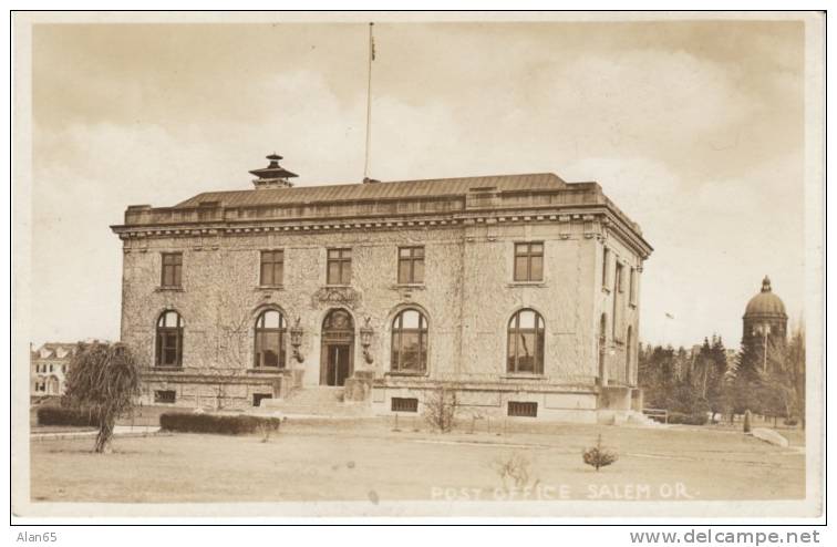 Salem OR Post Office Building, Architecture, On C1910s Vintage Real Photo Postcard - Salem