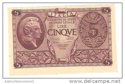 1782)splendida Banconota Da 5 Lire Aqtena Elmata Del 23-11-1944 FDC Vedi Foto - Italia – 5 Lire