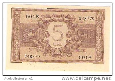 1782)splendida Banconota Da 5 Lire Aqtena Elmata Del 23-11-1944 FDC Vedi Foto - Italië– 5 Lire