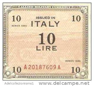 1785)splendida Banconota Da 10 Lire  Am-lire 1943 FDC Vedi Foto - 2. WK - Alliierte Besatzung