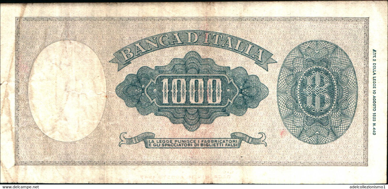 1786)splendida Banconota Da 1000 Lire  Italia(medusa) Del 10-2-1948  Vedi Foto - 1000 Lire