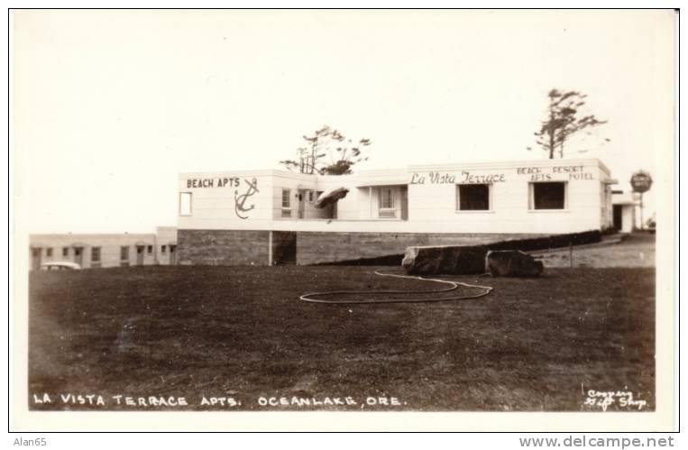 Oceanlake OR, La Vista Terrace Apartments, Beach Lodging On Oregon Coast, C1940s/1050s Vintage Real Photo Postcard - Autres & Non Classés